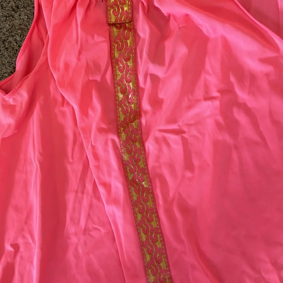 Vtg LORRAINE Hot Pink Gold Metallic  Lingerie Nightgown medium - Picture 2 of 8